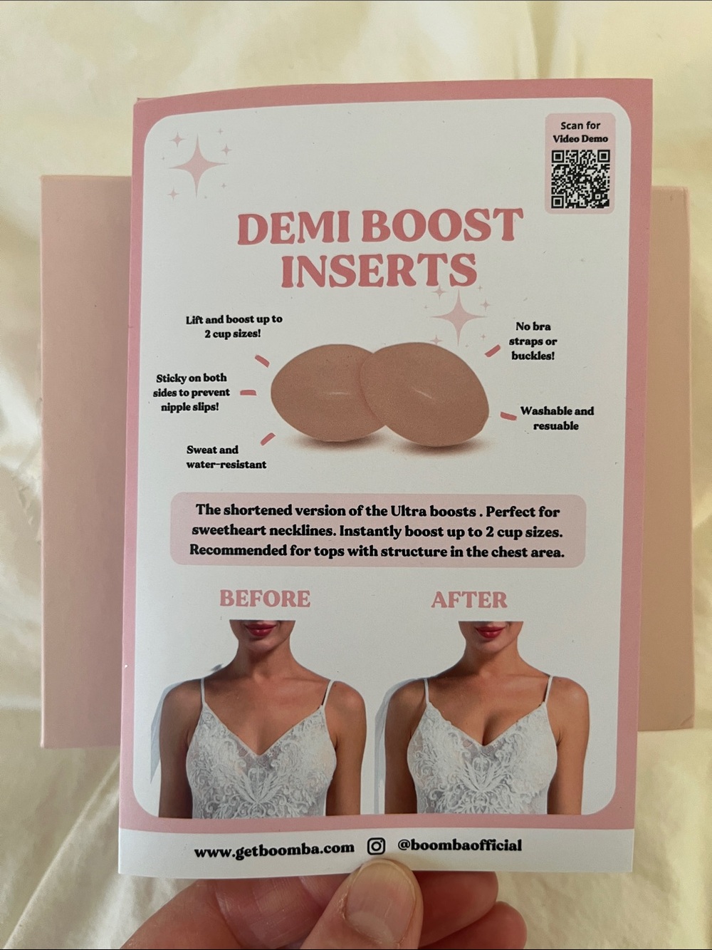BOOMBA Perfect Boost Inserts Size A Double-sided Sticky for Bra, Swim, Bridal - Picture 2 of 7
